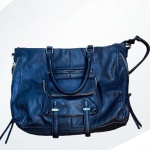 Steve Madden Faux Leather Satchel Tote Bag with Expanding Side Zippers